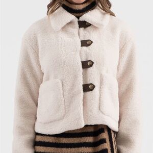 NWT Blu Pepper Faux Shearling Jacket in Cream
